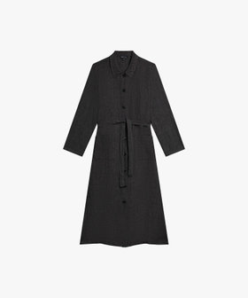 FEMME ウィメンズ リネン 長袖 シャツワンピース "Bb" グレー