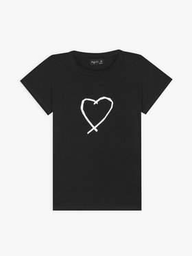 FEMME ウィメンズ アイコニック プリント コットン 半袖 Tシャツ "Sarajevo heart" ブラック