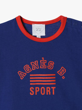 ENFANT ベビー ベビー ロゴ プリント コットン 半袖 Tシャツ ネイビー