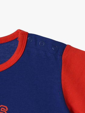 ENFANT ベビー ベビー ロゴ プリント コットン 半袖 Tシャツ ネイビー