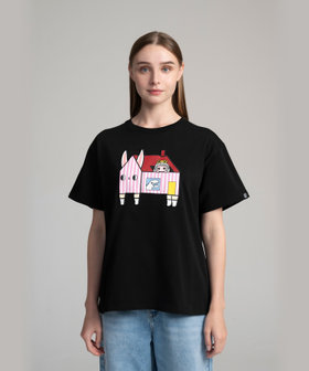 FEMME ウィメンズ SPORT b. プリント コットン 半袖 Tシャツ "Jessica Ng" ブラック