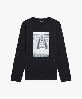 HOMME メンズ メンズ プリント オーガニックコットン 半袖 アーティストTシャツ "GOUH" ブラック