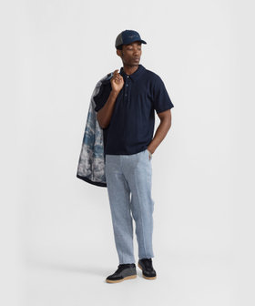 HOMME メンズ メンズ 透かし編み コットンジャージー 半袖 ポロシャツ "Mark" ブルー系その他