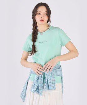 To b. by agnès b. ミニロゴ コットン 半袖 Tシャツ ブルー