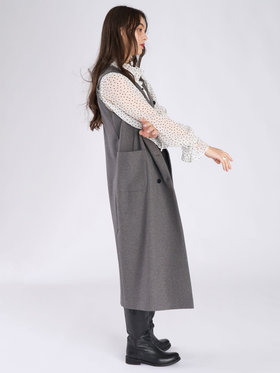 To b. by agnès b. ダブルブレスト ジレ ワンピース グレー