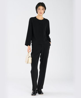 FEMME ウィメンズ ブラック トリアセテート ノーカラー シャツジャケット "Beatriz" ブラック