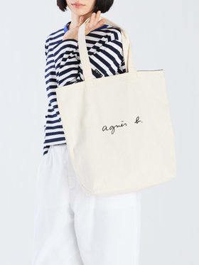 VOYAGE ウィメンズ バッグ＆ウォレット ロゴ コットン リバーシブル トートバッグ ”Paulette” YAS18-01 ホワイト