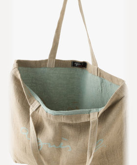 FEMME ウィメンズ ロゴ リネン コットン キャンバス トートバッグ "Cyril" ブルー