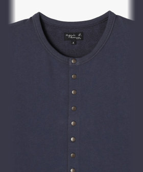 HOMME メンズ メンズ オーガニックコットン ノースリーブ カーディガンプレッション "Azur" ブルー系その他