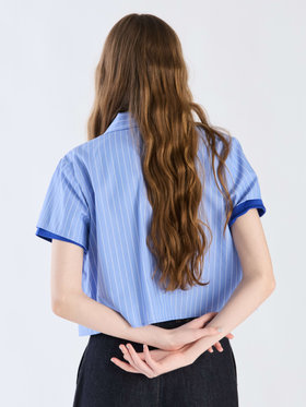 To b. by agnès b. 【Outlet】ドビーストライプシャツ ブルー