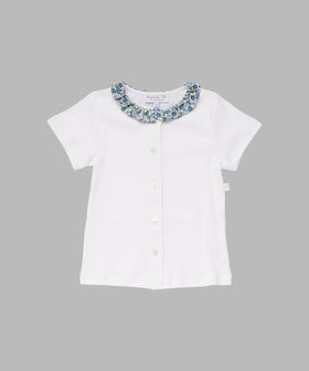 ENFANT ガールズ キッズ フラワープリント コットン 半袖 ブラウス ブルー系その他