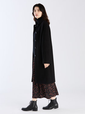 FEMME ウィメンズ 【Outlet】ウール ジャージー スタンドカラー コート "Aimee" ブラック