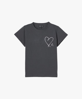 FEMME ウィメンズ "b."ロゴ ハート プリント コットン 半袖 Tシャツ "Brando" グレー