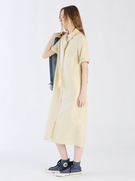 To b. by agnès b. 【Outlet】ドビーストライプシャツドレス イエロー