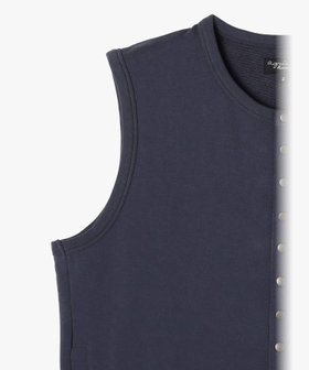 HOMME メンズ メンズ オーガニックコットン ノースリーブ カーディガンプレッション "Azur" ブルー系その他