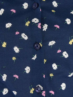 To b. by agnès b. フラワープリント コットン 長袖 ブラウス ネイビー