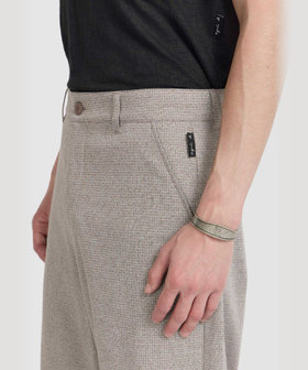 HOMME メンズ メンズ チェック コットンジャージー ワイドパンツ "Danel" ベージュ