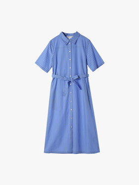 To b. by agnès b. 【Outlet】ドビーストライプシャツドレス ブルー