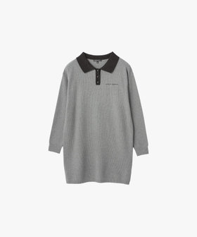 To b. by agnès b. WEBスペシャル ロゴ バイカラー ポロニット ミニワンピース グレー
