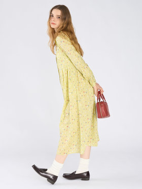 To b. by agnès b. フラワープリント コットン 長袖 ワンピース イエロー系その他