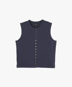 HOMME メンズ メンズ オーガニックコットン ノースリーブ カーディガンプレッション "Azur" ブルー系その他