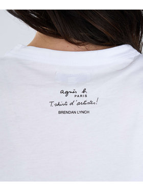 FEMME ウィメンズ プリント コットン 半袖 アーティスト Tシャツ ”Brendan Lynch” ホワイト