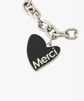 To b. by agnès b. メッセージ ハート チェーンブレスレット "Merci" ブラック