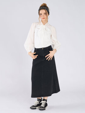 To b. by agnès b. ブラック デニム ロングスカート ブラック