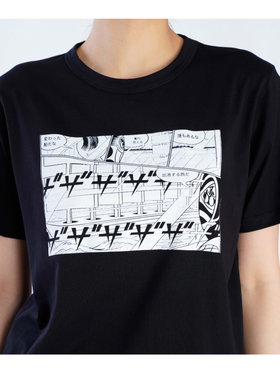 FEMME ウィメンズ プリント コットン 半袖 アーティスト Tシャツ ブラック