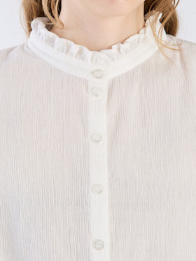 To b. by agnès b. 【Outlet】コットンクレープフリルブラウス ホワイト