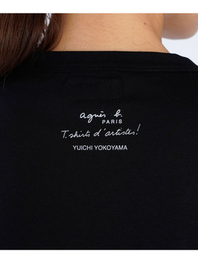 FEMME ウィメンズ プリント コットン 半袖 アーティスト Tシャツ ブラック