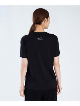 FEMME ウィメンズ プリント コットン 半袖 アーティスト Tシャツ ブラック