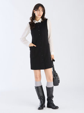 To b. by agnès b. 【Outlet】ポンテ ジレ ワンピース ブラック