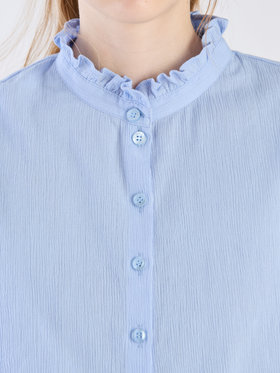 To b. by agnès b. 【Outlet】コットンクレープフリルブラウス ブルー