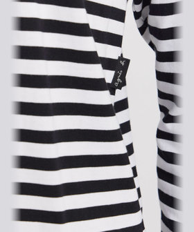 HOMME メンズ メンズ 細ボーダー コットン 長袖 Tシャツ "Coulos" ホワイト×ブラック
