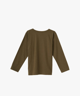 ENFANT ユニセックス キッズ ロゴ アイコニック プリント コットン 長袖 Tシャツ "Lezard" カーキ