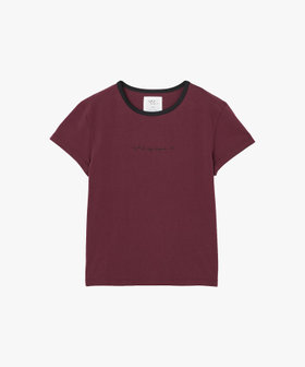 To b. by agnès b. To b. by agnes b.× green label relaxing ロゴ刺繍 オーガニックコットン リンガーTシャツ ボルドー
