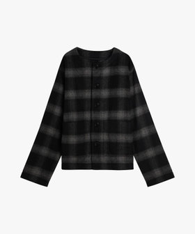 HOMME メンズ メンズ チェック 長袖 カーディガン ブラック
