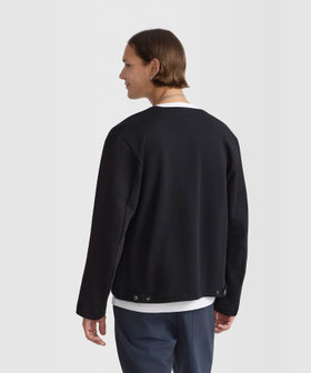 HOMME メンズ メンズ コットン メルトン Vネック 長袖 カーディガンプレッション "Gant" ブラック