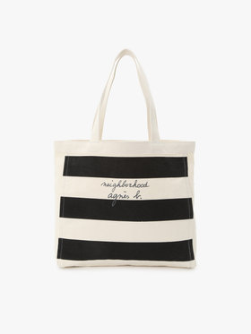 HOMME メンズ agnes b. x NH ボーダートートバッグ ブラック