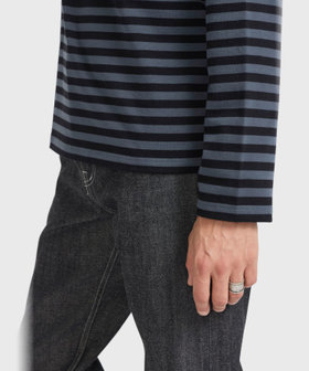 HOMME メンズ メンズ 細ボーダー コットン 長袖 Tシャツ "Coulos" グレー系その他
