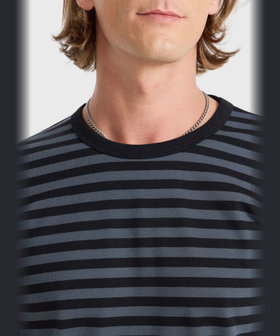 HOMME メンズ メンズ 細ボーダー コットン 長袖 Tシャツ "Coulos" グレー系その他