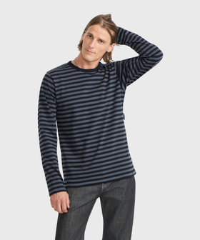 HOMME メンズ メンズ 細ボーダー コットン 長袖 Tシャツ "Coulos" グレー系その他