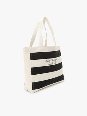 HOMME メンズ agnes b. x NH ボーダートートバッグ ブラック