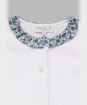 ENFANT ガールズ キッズ フラワープリント コットン 半袖 ブラウス ブルー系その他