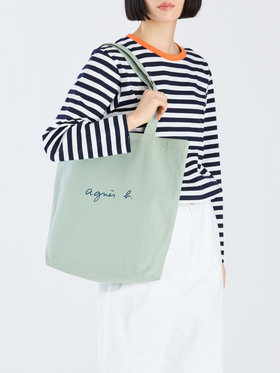 VOYAGE ウィメンズ バッグ＆ウォレット ロゴ コットン リバーシブル トートバッグ "Paulette" YAS18-01 ライトグリーン