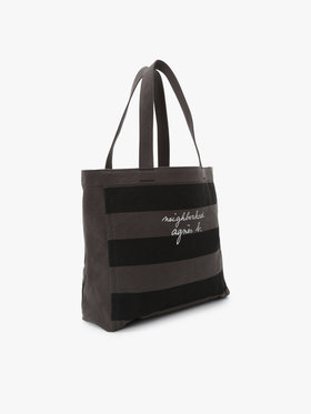 HOMME メンズ agnes b. x NH ボーダートートバッグ グレー