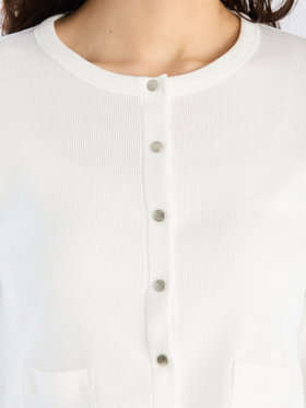 To b. by agnès b. 【Outlet】コットン リブ ジャージー カーディガン ホワイト