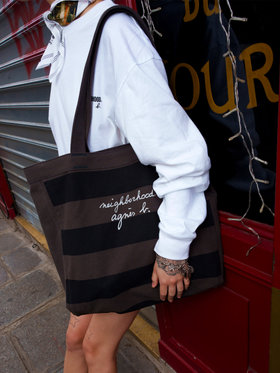 HOMME メンズ agnes b. x NH ボーダートートバッグ グレー