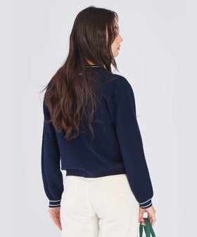 To b. by agnès b. スター 刺繍 ライン コットン 長袖 ニット プルオーバー ネイビー